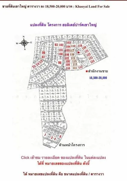 ขายที่ดิน จัดสรรแบ่งขาย ในโครงการฮอลิเดย์ปาร์คเขาใหญ่ เฟส 9