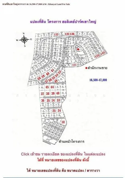 ขายที่ดิน จัดสรรแบ่งขาย ในโครงการฮอลิเดย์ปาร์คเขาใหญ่ เฟส 9